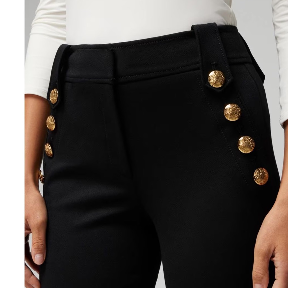 White House Black Market Navy Trousers with Gold Buttons Jolie stretch 10L - Picture 9 of 9